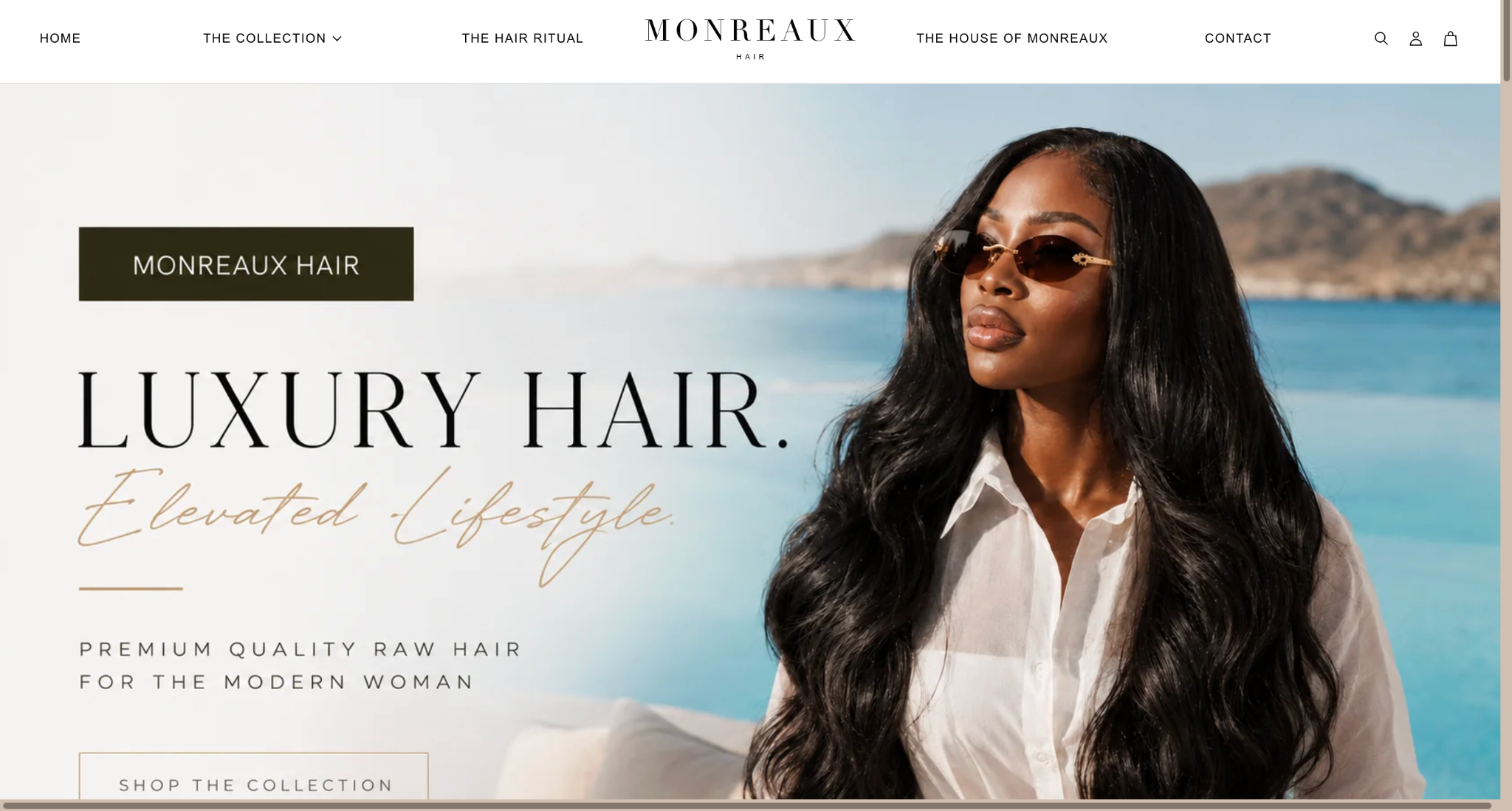 Monreaux luxury hair website homepage design