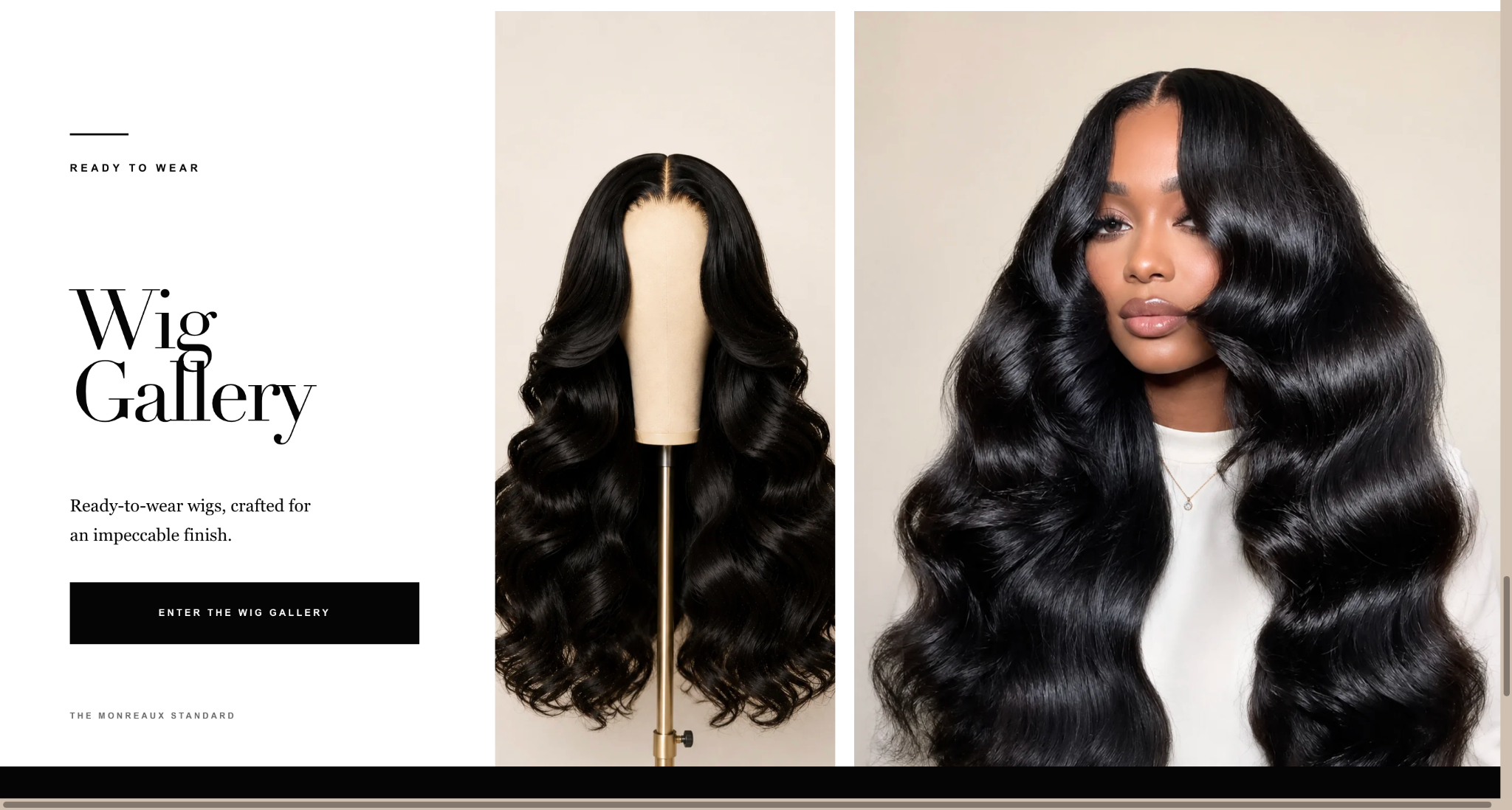 Monreaux Wig Gallery website section design