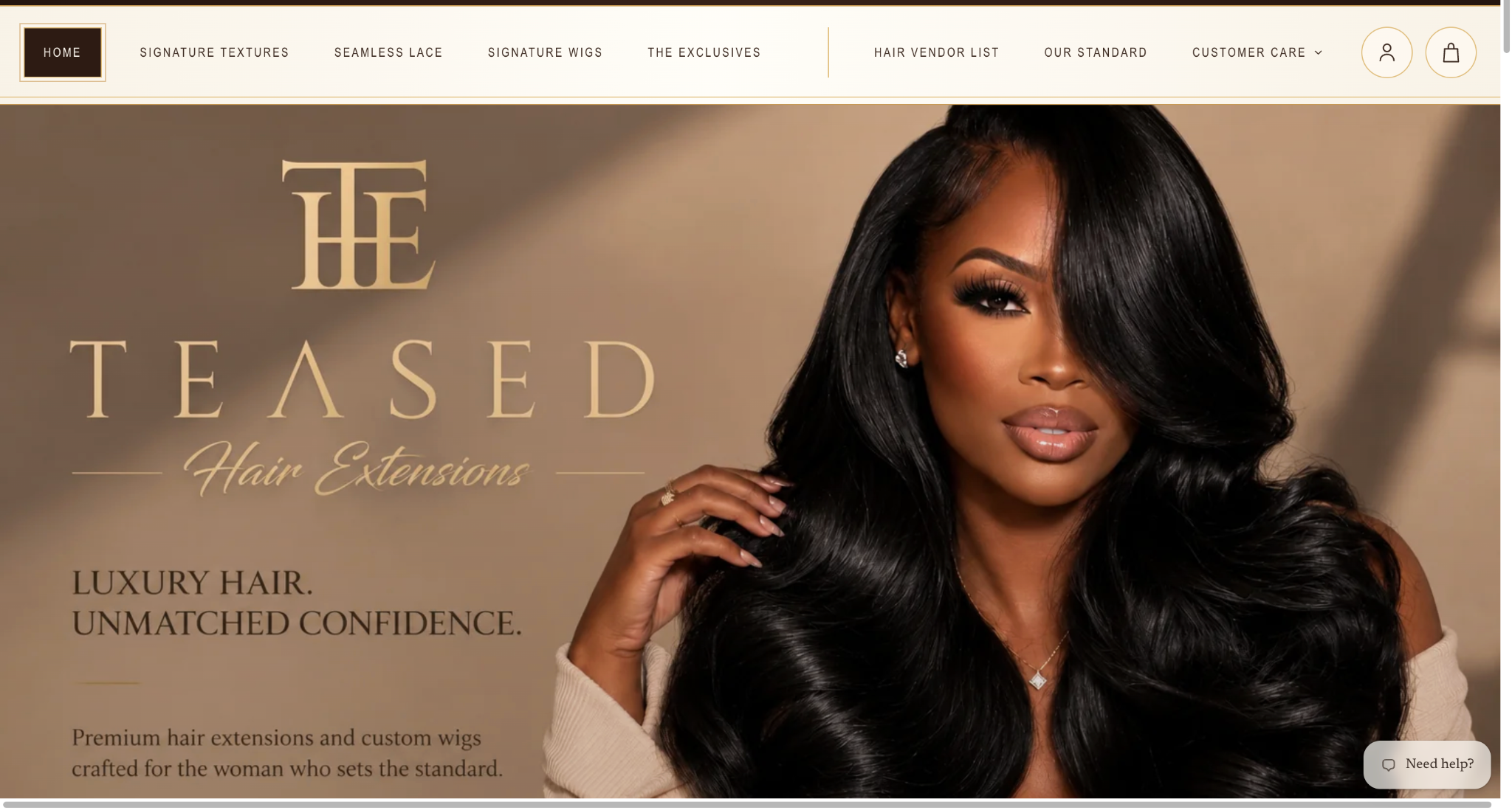 TEASED luxury hair website homepage design