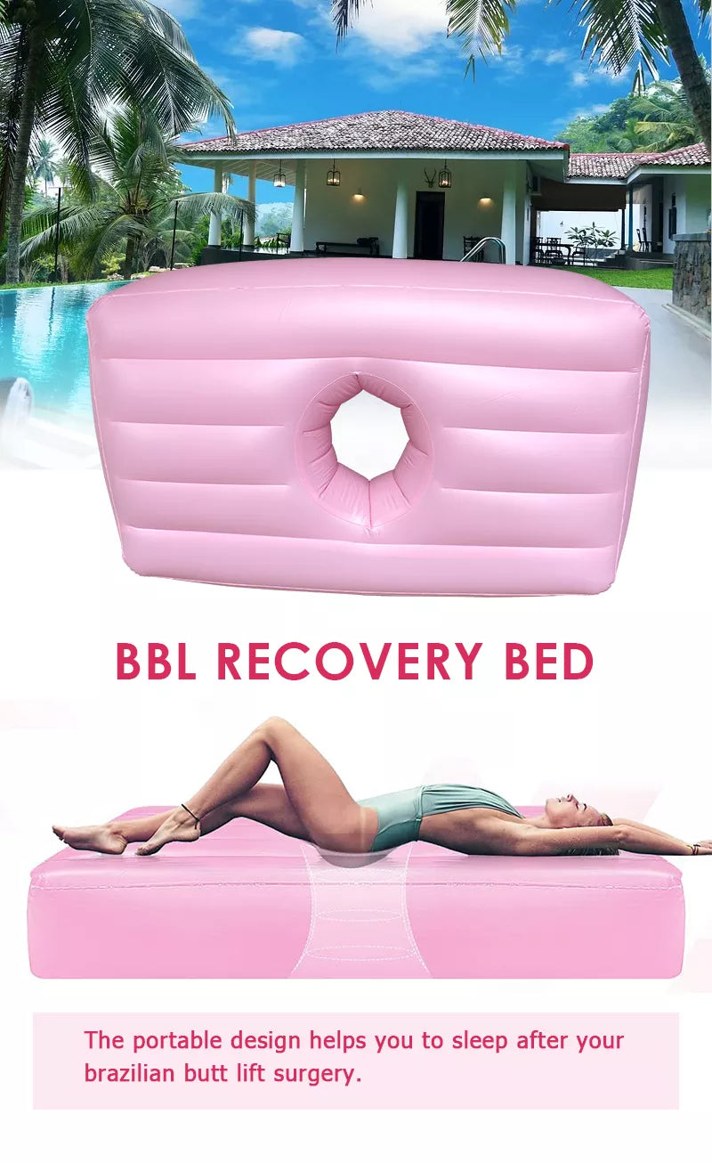 BBL Bed with Hole, Inflatable Brazilian Butt Lift Mattress For Comfortable  and Safe sleep After BBL Surgery- Black